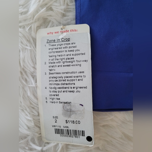 NWT Lululemon size 2 Zone in Crop - Picture 4 of 5